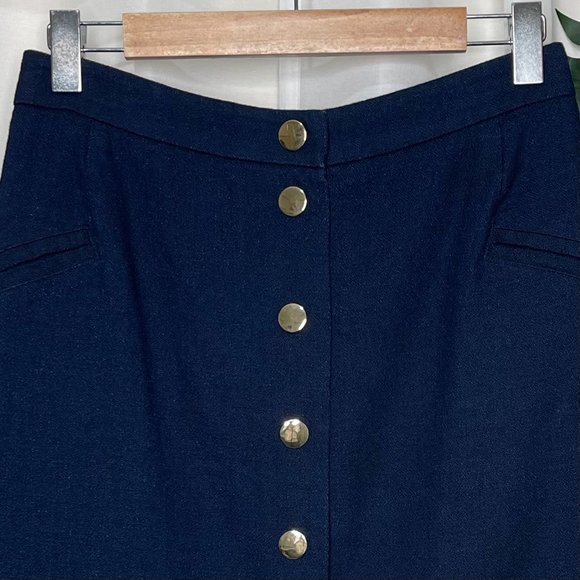 SOLD Country Road Blue A-Line Button Mini Skirt 8 - Picture 4 of 9